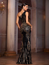 Elegant One Shoulder Cut Out Sequin Mermiad Formal Dress